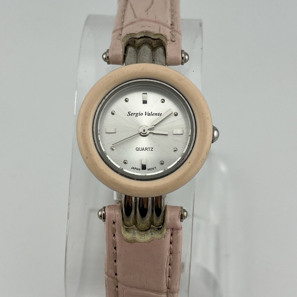 Sergio Valente Watch Women 25mm Silver‎ Case Pink Bezel- New Battery